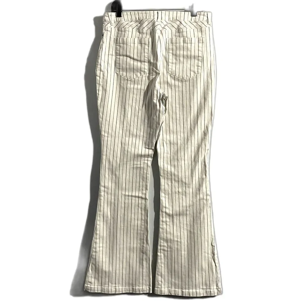 Chelsea & Violet Flare Leg Bell Bottom Jeans White Striped Size 31 Waist - Picture 5 of 9
